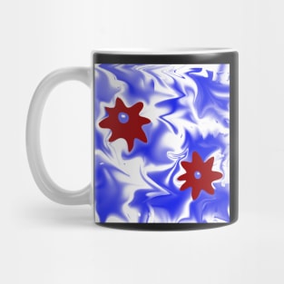 Two red blooms on blue Mug